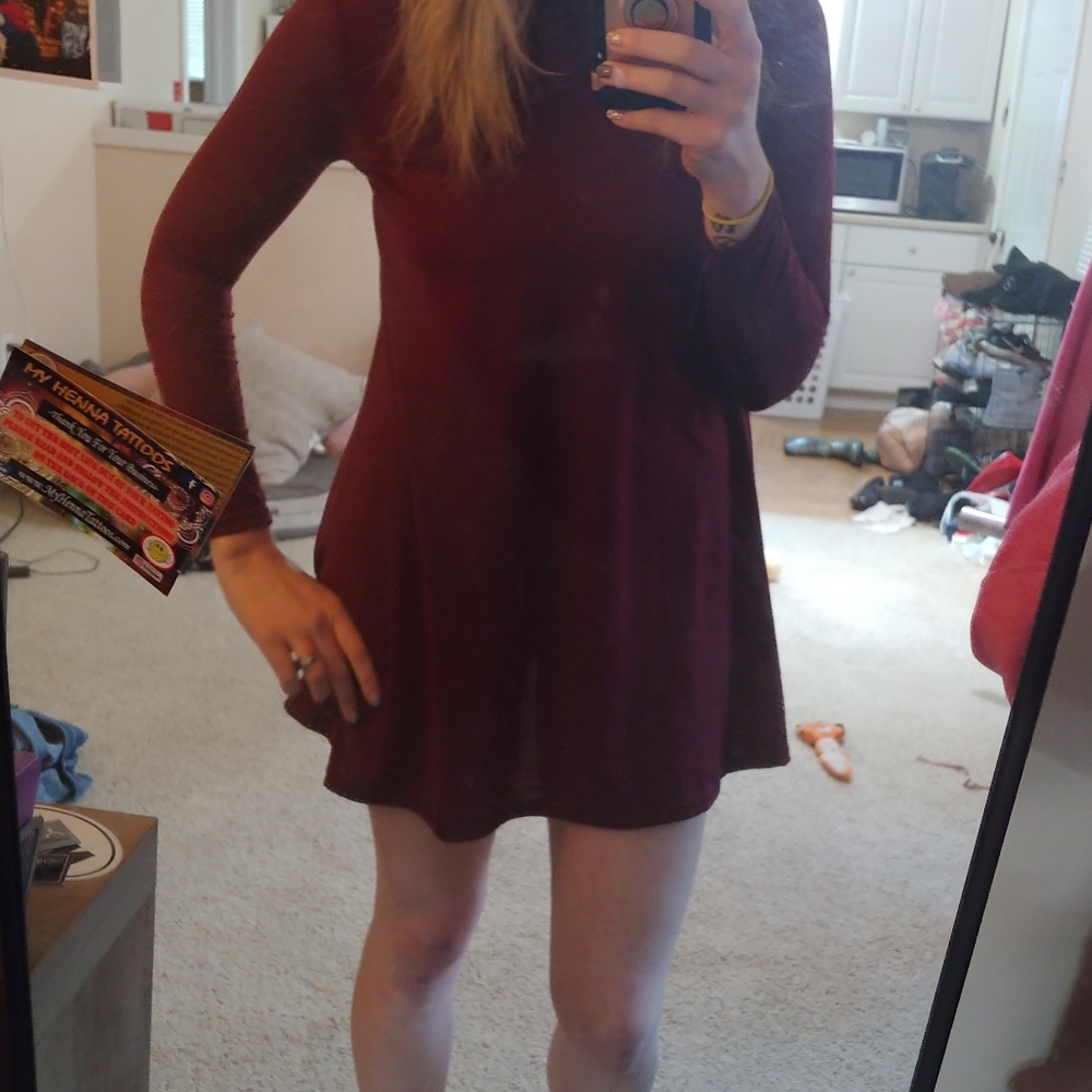Burgundy baby doll dress